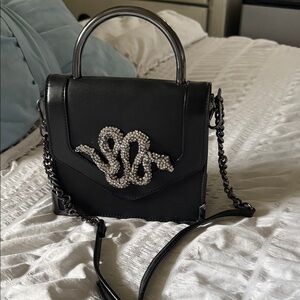 Aldo Black Mini Bag with Silver Snake Detail